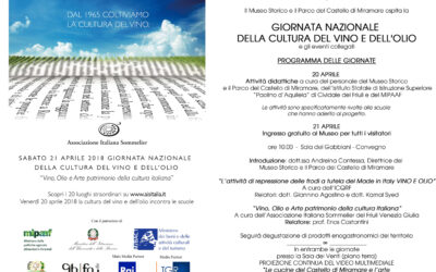 20 e 21 aprile 2018 Giornata Nazionale della Cultura del Vino e dell’Olio